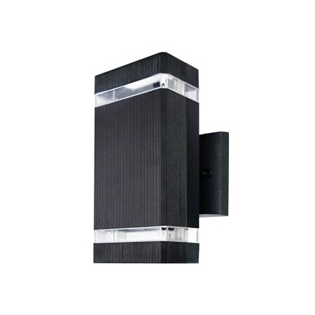 Sunlite 2-Light Black LED Outdoor Up Down Aluminum Steel Rectangular Wall Sconce CCT 30K/40K/50K 81295-SU